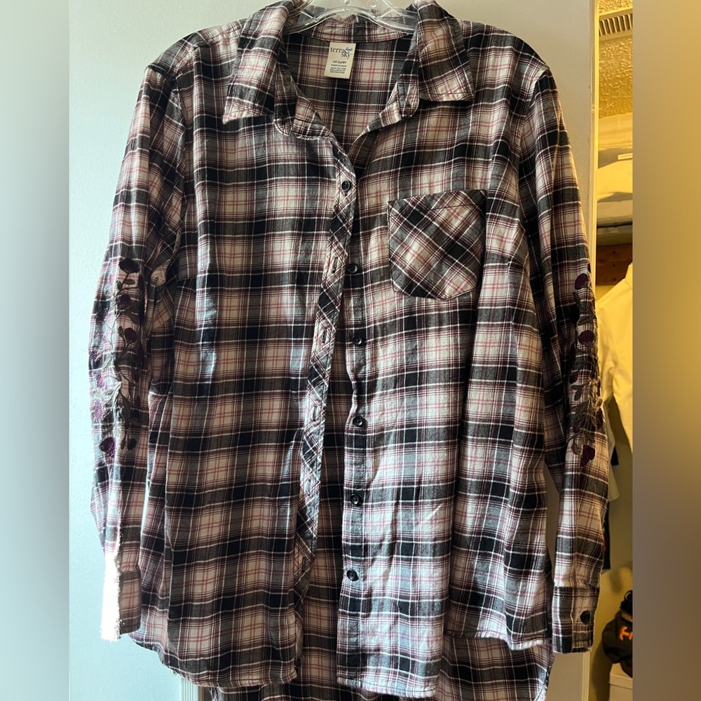 Purple plaid button down